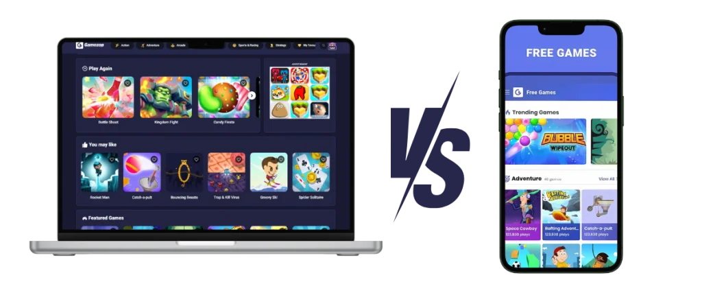 gamezop app web vs mobile